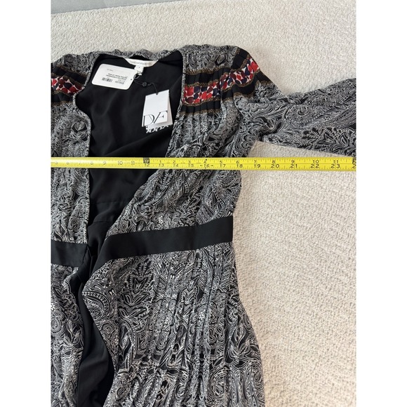 Diane Von Furstenberg Dress Womens 6 Paisley Long Sleeve Wrap Boho Silk - Picture 6 of 8